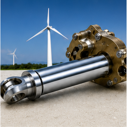 Hard chrome plated piston brake for wind mills