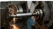 Cylindrical grinding machine in operation