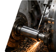 Centerless grinding operation with sparks